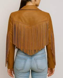 Chaqueta de Piel de Oveja para Mujer, Diseño con Flecos, Estilo Casual, Transpirable, Tejida, Ropa de Abrigo de Invierno, Personalizable OEM - Product Image 4