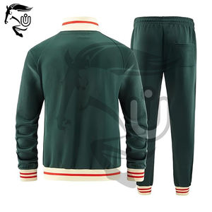 Ensemble de survêtements d'hiver pour hommes en polaire polyester/coton, manches longues, fermeture éclair intégrale, taille élastique, séchage rapide, respirant, survêtement actif - Product Image 3