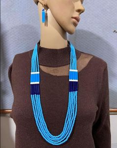 Collar de cuentas de semillas de cristal de calidad hecho a mano con conjunto de pendientes, cadenas de gargantilla de declaración para mujer, regalo de joyería elegante para mujer - Product Image 3