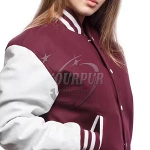 Chaqueta universitaria de talla grande hecha a medida para mujer, chaquetas universitarias con bordado Chenile, transpirables y respetuosas con el medio ambiente, MOQ - Product Image 5