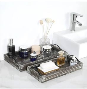 Plateau de service en bois de pin au design personnalisé Plateau décoratif en bois avec poignée en métal Idéal pour le service, l'hébergement et l'organisation Plateau - Product Image 5