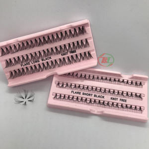 Venta al por mayor de Vietnam, extensiones de pestañas de pelo sintético sin nudos mate oscuro largo Natural hechas a mano, bandeja, extensión de pestañas acampanadas - Product Image 2