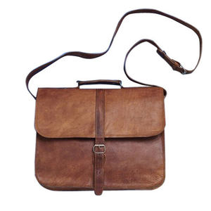 Unisex XL Genuine Leather Vintage Cross-Body Tote <b>Bag</b> Solid Pattern Zipper Closure 1-1.9L Capacity Portable <b>Laptop</b> <b>Bag</b> - Product Image 6