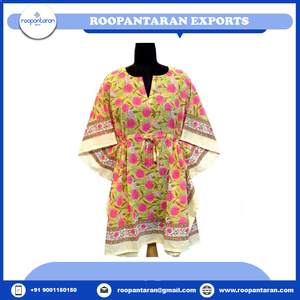 Top Quality <b>Kaftan</b> Dresses Women Free Size Pure Cotton Hand Block Printed Fashionable Beach <b>Kaftans</b> for Sale at Best Price - Product Image 4
