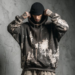 Conjunto Deportivo de Felpa con Hombros Caídos, Bordado y Desgastado para Hombre, Sudadera Extra Grande, Pantalones Deportivos Holgados, Conjunto de Invierno Ecológico - Product Image 6