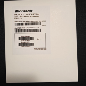SQL Server 2022 Standard, Paquete de DVD para Internet, Clave de Activación 100% Online, CAL Ilimitado para Cualquier Núcleo, Inglés, en Stock - Product Image 1