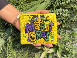 Alta calidad Mardi Gras último diseño semilla con cuentas Mini cartera monedero señoras Cartera de mano corta para mujer monedero con cuentas - Product Image 4