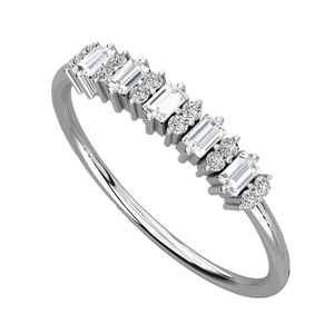 แหวนแต่งงานเพชรทรงบาแกตต์และทรงกลมสำหรับเธอ - Product Image 1