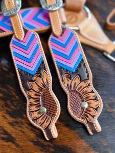 Ensemble de harnais de cheval western en cuir travaillé à la main, têtière et collier de poitrail faits à la main avec un design personnalisé pour le rodéo, la randonnée et les spectacles - Product Image 2