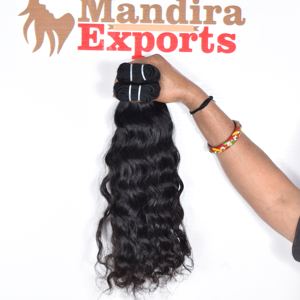 Extensiones de cabello humano de templo ondulado virgen de color negro con cutícula alineada sin procesar - Product Image 2