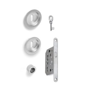 Kit X Porte Scorrevole con Coppia Nicchie Tonda con Chiave Snodata, Finitura Cromo Satinato - Product Image 1