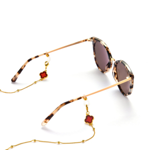 Kimbie Quatrefoil Eyeglass <b>Holder</b> <b>Chain</b>-Carnelian or Malachite Metal & Acrylic Gift Boxed - Product Image 2