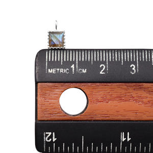 Pendentif en argent sterling 925 plaqué argent, forme carrée, pierre taillée, pierre de naissance de juin, labradorite - Product Image 4