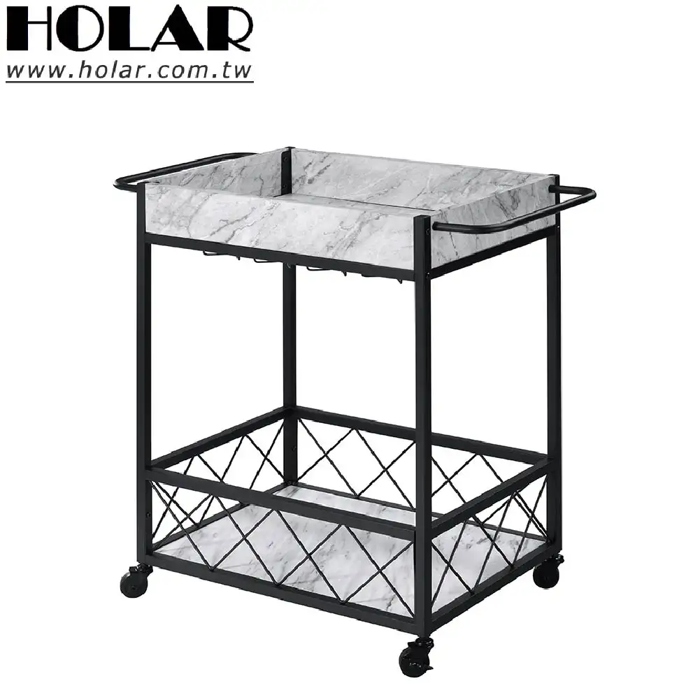 [Holar] Taiwan Made 2-tier Marble Pattern Home Beauty Salon Storage Utility Cart with Lockable Casters