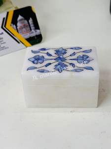 Customized Marble Jewelry <b>Storage</b> <b>Box</b> Floral Pattern Rectangle Handcrafted Natural Spot Good Quality Wholesale Best - Product Image 5