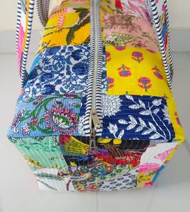handmade cotton duffle bag Patchwork Multi colour Quilted Travel Tote Bag Travelling Luggage quilted heavy multi storage bag - Product Image 5