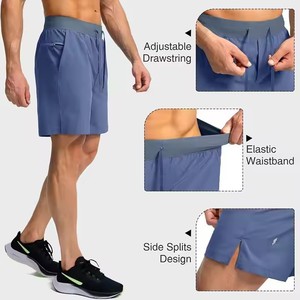 Pantalones cortos para correr de secado rápido personalizados para hombre, cordón corto de estilo informal de Color sólido con posición frontal del logotipo - Product Image 2