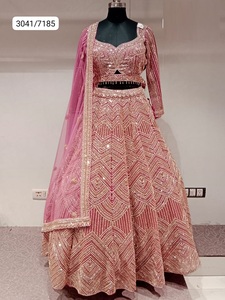 Las mejores fiestas tradicionales, recepciones, eventos festivos, ropa para mujeres, vestido Georgette bordado pesado a la moda, Lehenga Choli - Product Image 2