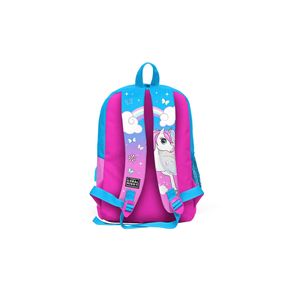 Corallo alta bambini blu Neon rosa unicorno fantasia quattro compartimenti USB zaino scuola 23811