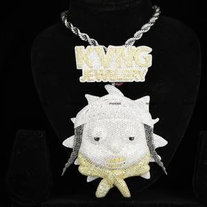 Pendentif Hip Hop en argent 925 avec moissanite VVS personnalisée, émail glacé, logo lettre, charme, bijoux de rappeur par Phoenix Enterprise - Product Image 1