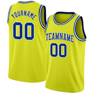 Maillot de basket-ball jaune personnalisé sans manches unisexe pour adulte, impression du nom de l'équipe, respirant, coupe régulière, maille sublimée - Product Image 4