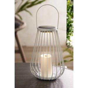 Modern <b>White</b> Metal <b>Lantern</b> & Wood Candle Holders Solar Panel Christmas Decor Pillar Candlestick Holder for Home Decoration - Product Image 1