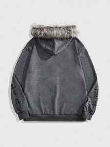 เสื้อฮู้ดดี้พิมพ์ลายแบบซับลิเมชั่นสำหรับผู้ชาย ผ้าคอตตอนผสม สไตล์เรียบง่าย สินค้ามาใหม่ รับทำโลโก้ตามสั่ง ขายส่งสำหรับฤดูหนาว - Product Image 6