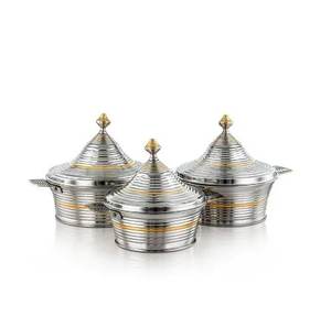 Pot en acier fini martelé argenté Casserole faite à la main de qualité supérieure Réchauffeur d'aliments de luxe pour la maison et le mariage - Product Image 3