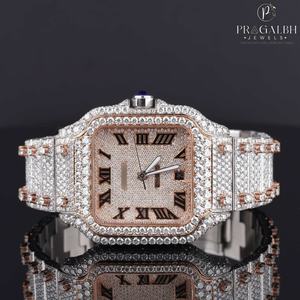 Elegante reloj automático con números romanos de estilo suizo Moissanite Reloj de lujo con diseño clásico y brillo atemporal - Product Image 5