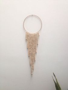Cuentas de madera hechas a mano para colgar en la pared, decoración Bohemia minimalista para sala de estar y dormitorio, materiales naturales, arte de pared - Product Image 2