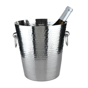 Cubo de hielo de acero inoxidable con doble aislamiento, diseño martillado, redondo, recién llegado, con barra de mango lateral, cubo de hielo de cerveza y champán - Product Image 5