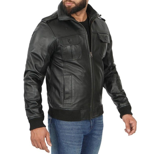 New Style Mens Genuine Leather Motorcycle Jacket Zipper Design Winter Front Genuine Leather Wholesale Waterproof Windproof - Product Image 4