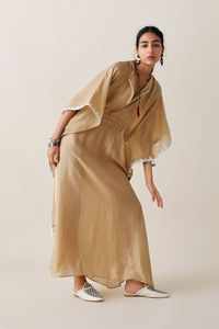 Ropa de mujer Ropa de playa Traje de baño Cubrir Casual Túnica con cuello en V Verano Maxi Vestido 2024 Azul sólido Tallas grandes Kaftan largo a granel OEM - Product Image 5