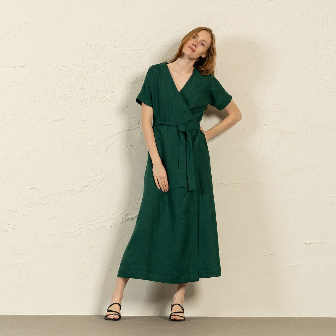 Army Green Sleeveless Dress - Elegant Midi Length 2025
