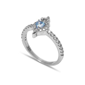 Aquamarine Marquise <b>CZ</b> Stone Design Cluster <b>Ring</b> Turkish Wholesale Handmade 925 Sterling Silver Jewelry - Product Image 2