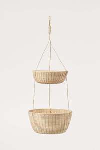 Panier de rangement en rotin naturel tissé à la main à 2 niveaux panier décoratif d'affichage de fruits pour restaurant supermarché ou usage domestique de blanchisserie - Product Image 6