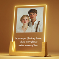 EffiPrint Plaque acrylique rectangulaire de haute qualité Base en bois personnalisée cadre Photo bibelot remise des diplômes anniversaire de mariage