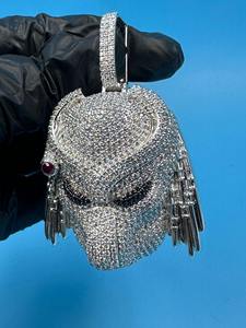 Trendy VVS <b>Moissanite</b> Diamond Iced Out Hip Hop Pendant Necklace With 925 Silver Predator Mask Customized <b>Jewelry</b> At Low Price - Product Image 5