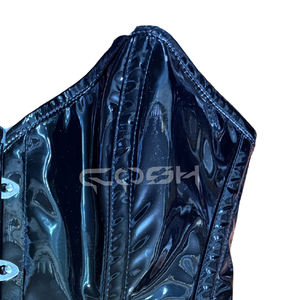 Shiny Vinyl Black PVC High Compression Firm Control Plus Size Waist Slimming Club Wear <b>Corsets</b> - Product Image 4