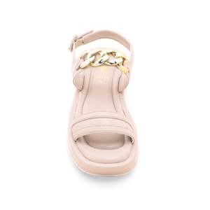 Fawn FR5164 Formal Open Toe Tobillo Strap Sandalia Plantilla plana de moda de PU con plataforma de hoja perenne para verano al aire libre - Product Image 1