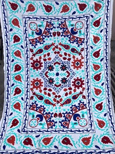Algodón Suzani Throw Manta Bordado a mano Sábana Colcha Suzani Bordado, Colgante de pared, Uzbek Suzani, Cubierta de mesa - Product Image 2
