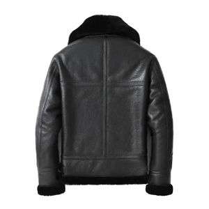 Vente en gros Mode Hommes Long Shearling Aviateur Pilote Bomber Veste en cuir Imperméable Chauffant avec Logo Personnalisé Matelassé pour l'hiver - Product Image 2