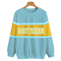 Sweat-shirt à capuche personnalisé pour femme avec nom d'équipe pour les jours de match |   Personnalisable, grande taille, séparation bicolore, travail à la main avec des paillettes