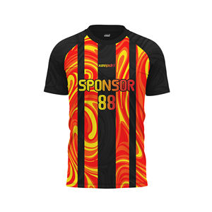 High Quality Custom Soccer Jersey Fire <b>Flame</b> Print Navy Striped Football <b>Shirt</b> OEM ODM Printed Sportswear Team Uniforms - Product Image 5