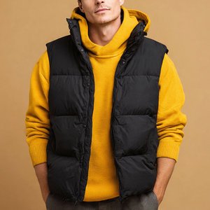 Gilet matelassé streetwear pour homme, veste sans manches à capuche, gilet matelassé rembourré pour homme, gilet matelassé épais pour homme, chaud pour l'hiver - Product Image 2