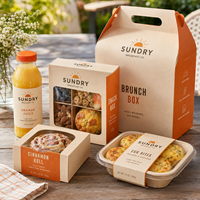 Boîtes d'emballage personnalisées pour brunch avec fenêtre, boîtes à collation en kraft et emballages cadeaux pour boulangeries, pour cafés
