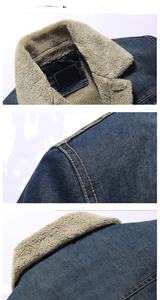 Veste en jean pour homme, automne 2025, décontractée, chaude, à capuche, col montant, bomber, jean, coton, uni, streetwear, manteau - Product Image 5