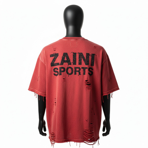 Camiseta 100% algodón para hombre, corte holgado, estampada, camiseta extragrande para hombre, algodón lavado, panel de parche, serigrafía, logotipo personalizado, camisetas para hombre - Product Image 2