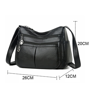 2024 dames mode sacs à bandoulière en cuir PU souple femmes sac à main en cuir véritable noir sac à main à bandoulière - Product Image 2