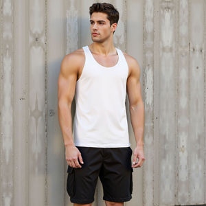 Wholesale Men's Casual Knitted Tank Top Custom <b>Logo</b> 100% Cotton Breathable Quick Dry Workout Gym Y Back Stringer - Product Image 3